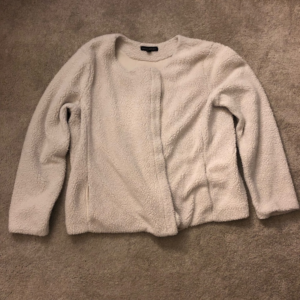 Banana Republic Faux Shearling/Fur Cream Jacket XL
